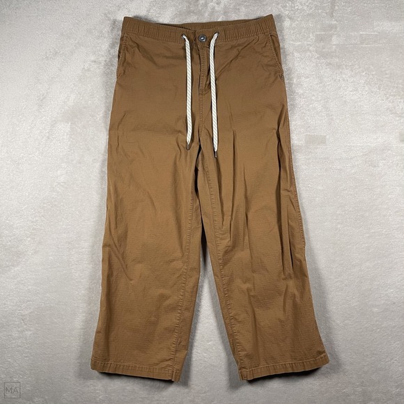Vuori Pants - Vuori Women's Pants Ripstop Wide Leg Cropped Drawstring Outdoor L Brown